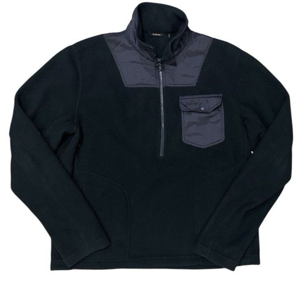 Barbour Weather Comfort Fleece Jumper 1/4 Zip Pullover Outdoor Jacket Navy XL